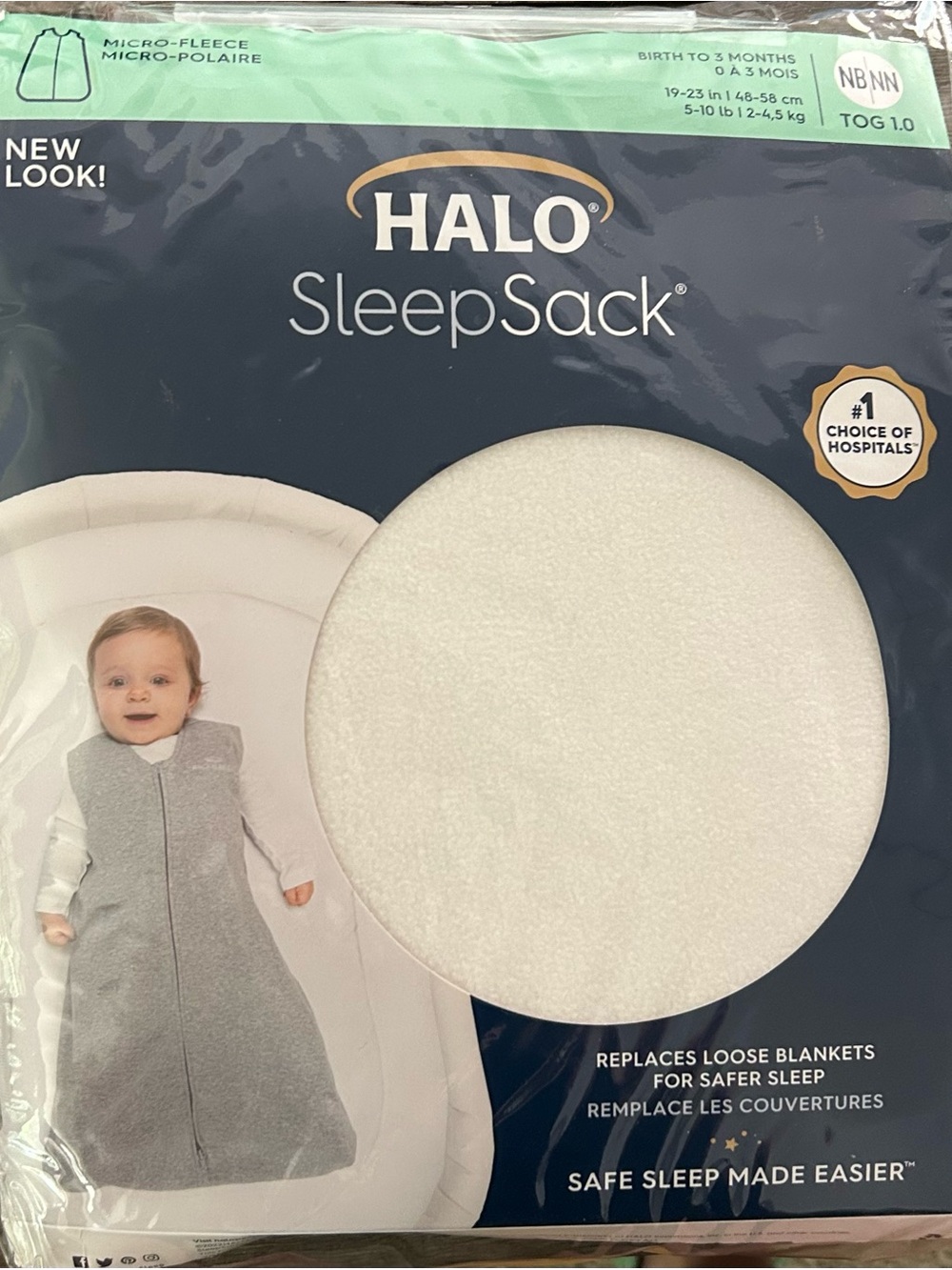 HALO SleepSack Micro-Fleece Baby Sleep Sack - Cream size Newborn